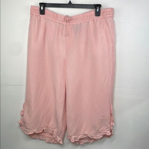 Lane Bryant Linen Ruffle-Hem Crop Pants size 18/20 - Picture 1 of 13
